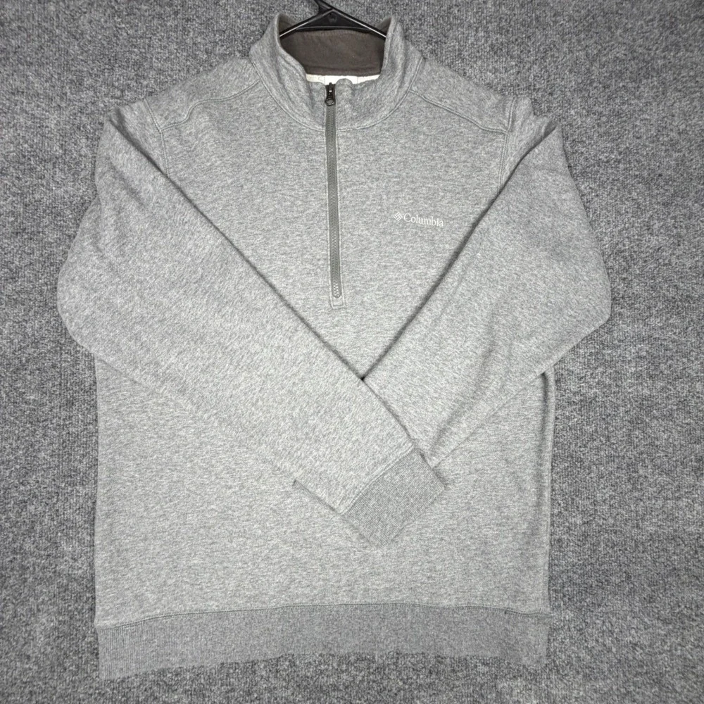 Columbia Mens Full Zip Sweatshirt Gray Fleece Jacket Mock Neck XM6174 Size M